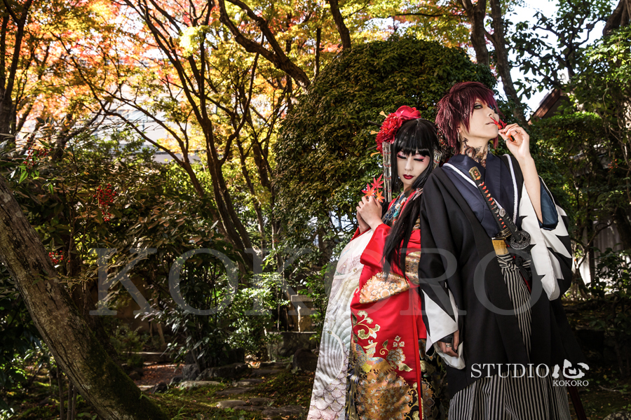 京都 花魁 体験 写真 カメラ 撮影 着物　旅行 観光 紅葉 秋