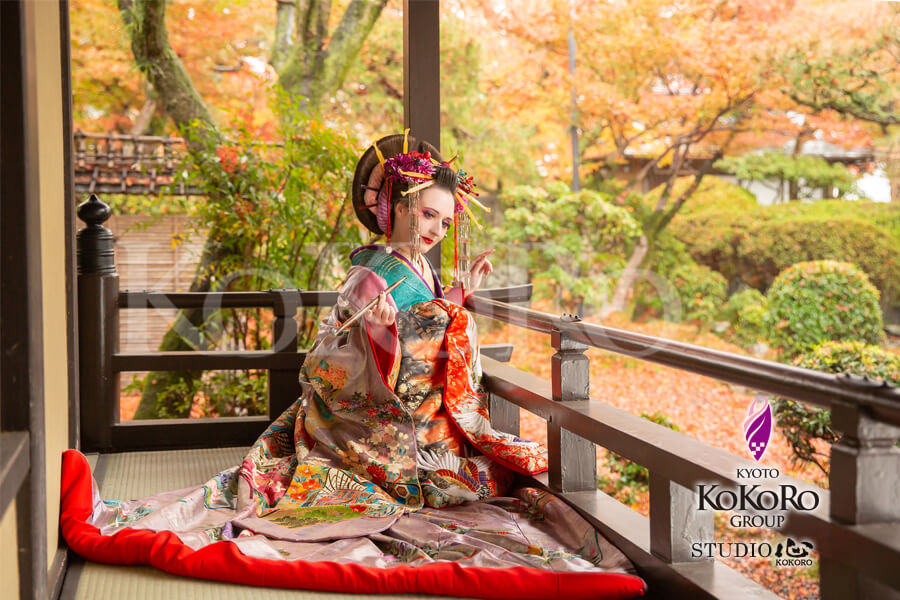 花魁体験の野外撮影