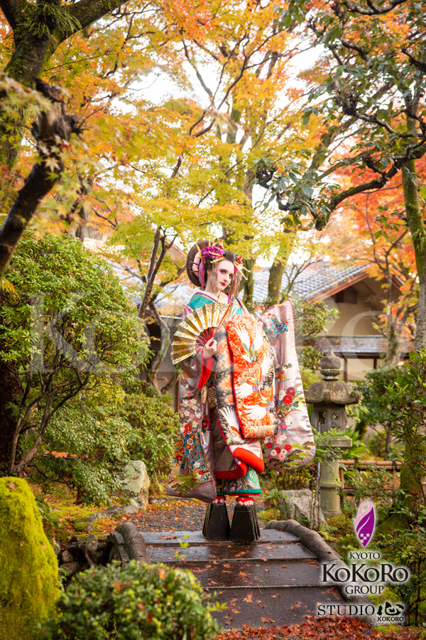 花魁体験の野外撮影