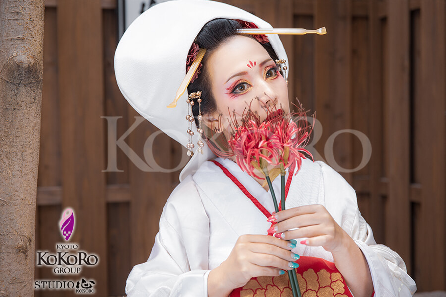 京都嵐山で狐の嫁入りと花魁体験