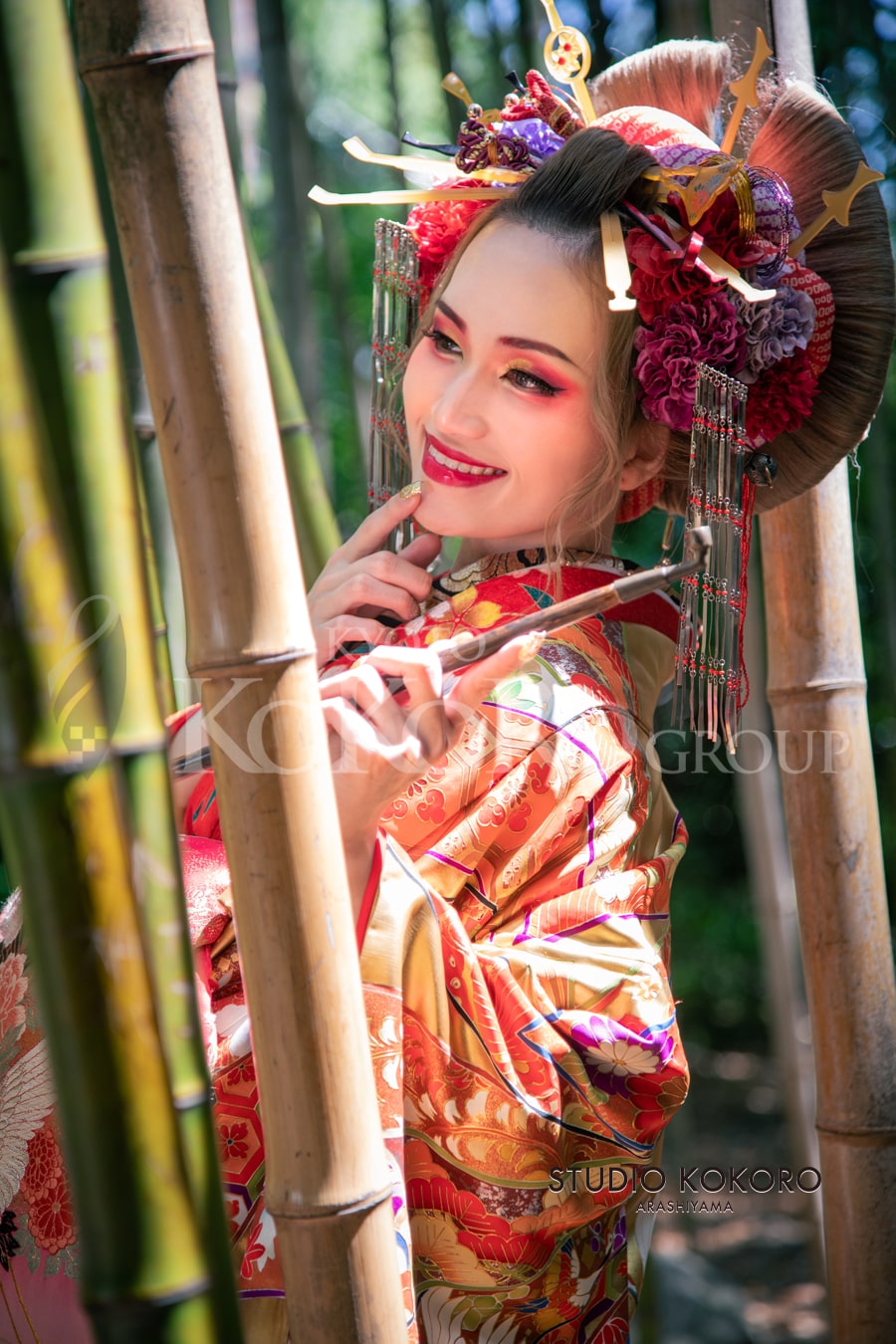 花魁野外撮影プラン「花鳥風月竹林撮影」 | スタジオ心 嵐山 