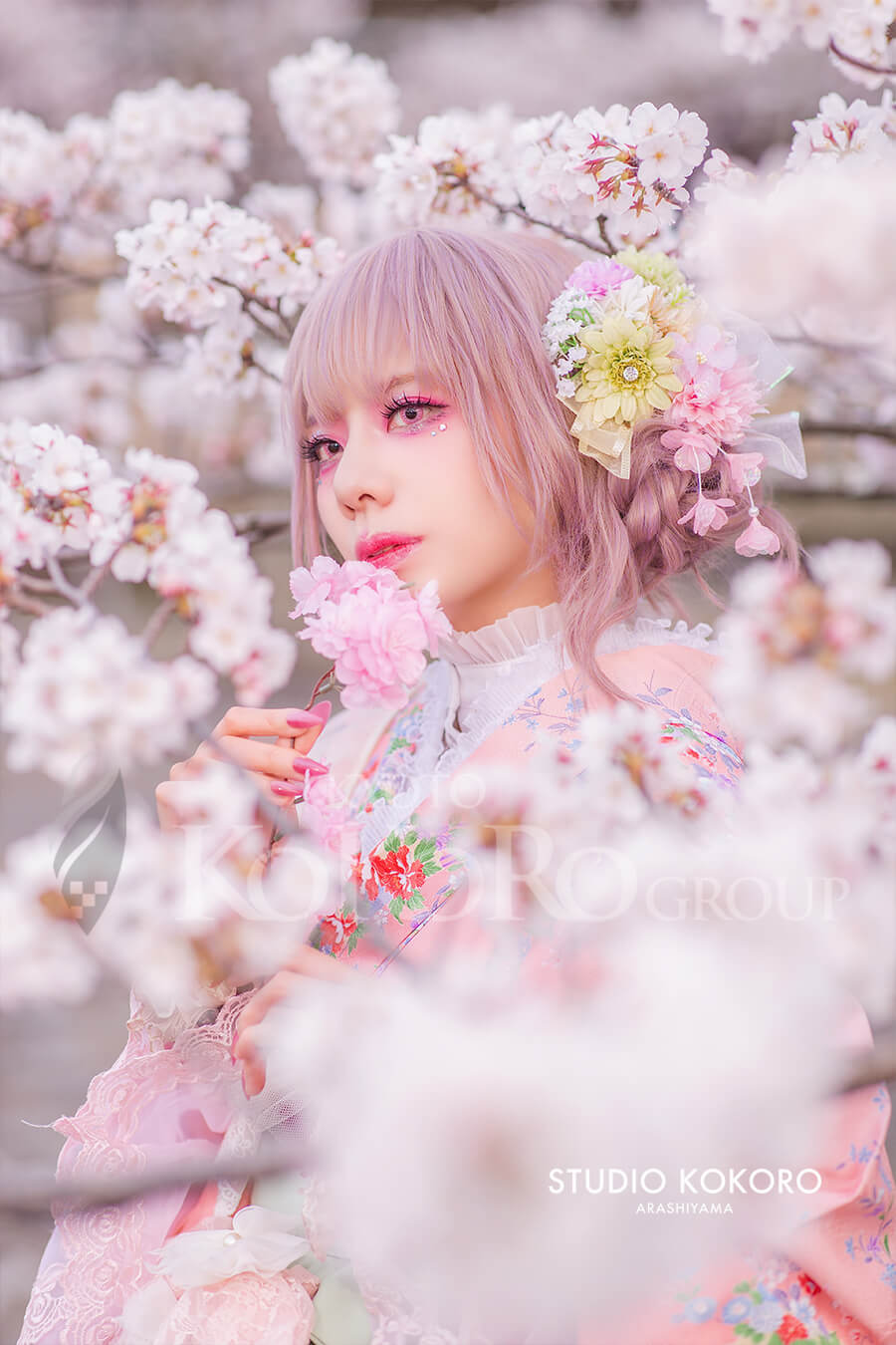 着物コーデ野外